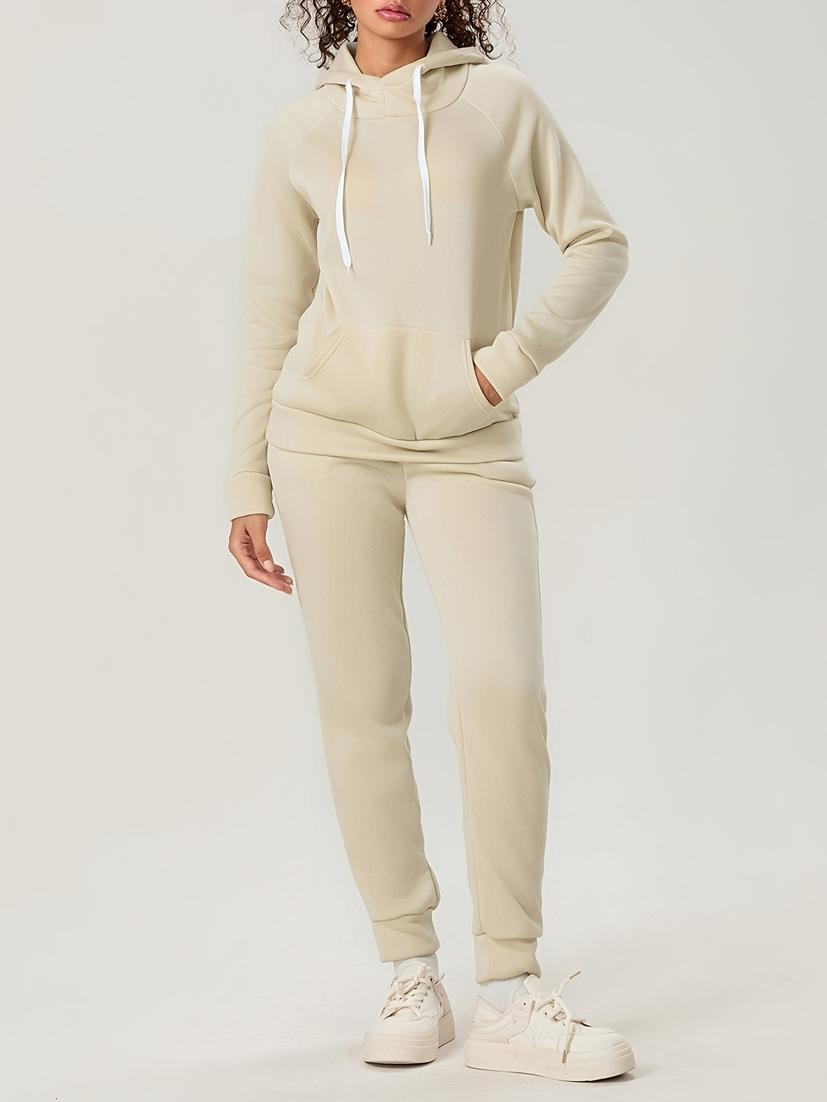 Women's 2-Piece Sweatsuit Set Slim Fit Long Sleeve Hoodie and Drawstring Jogger Pants S-XXL