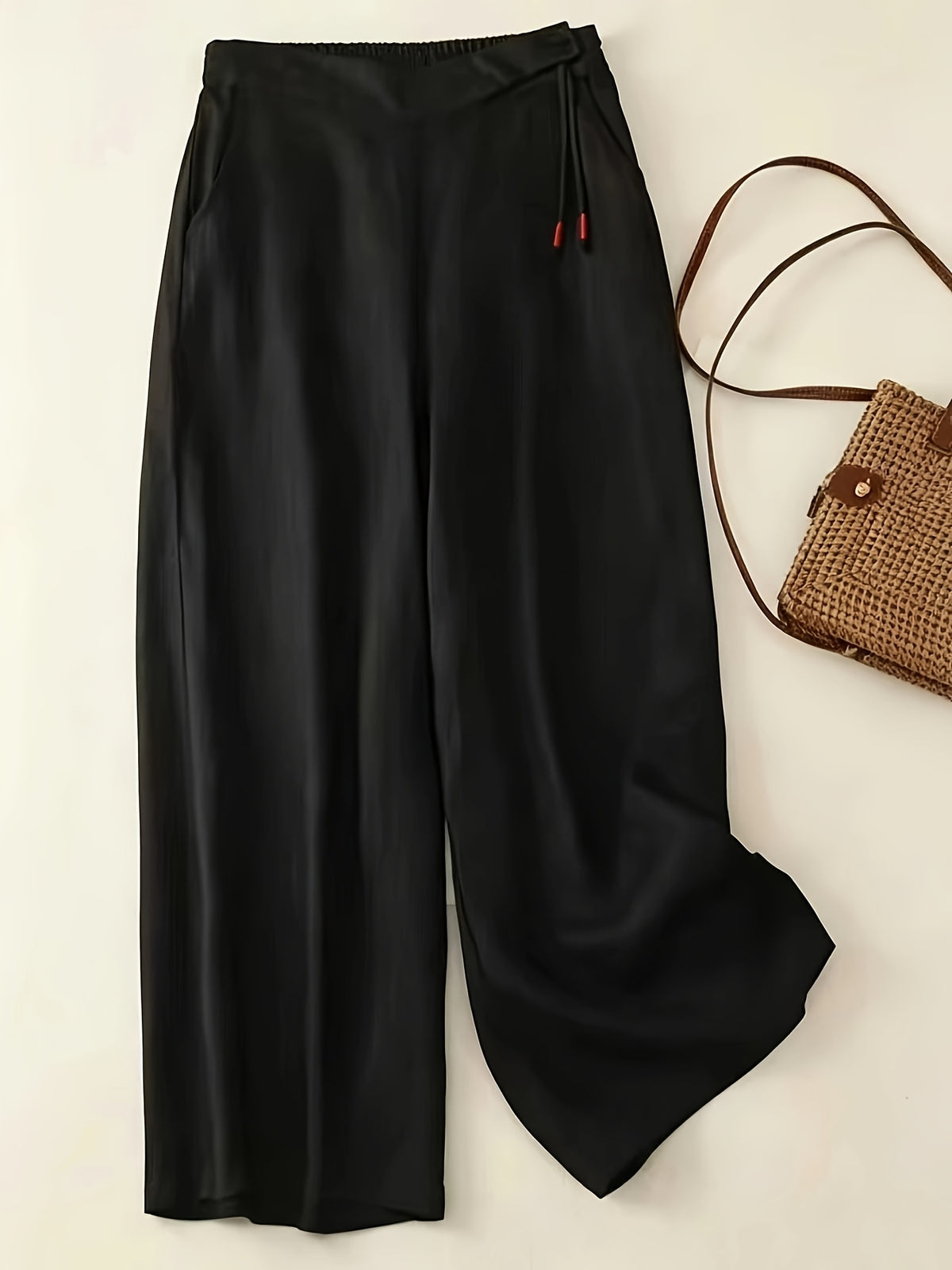 Retro Wide Leg Pants Women High Waist Loose Drape Casual Vintage Style Flowy Trousers Spring Summer Comfortable
