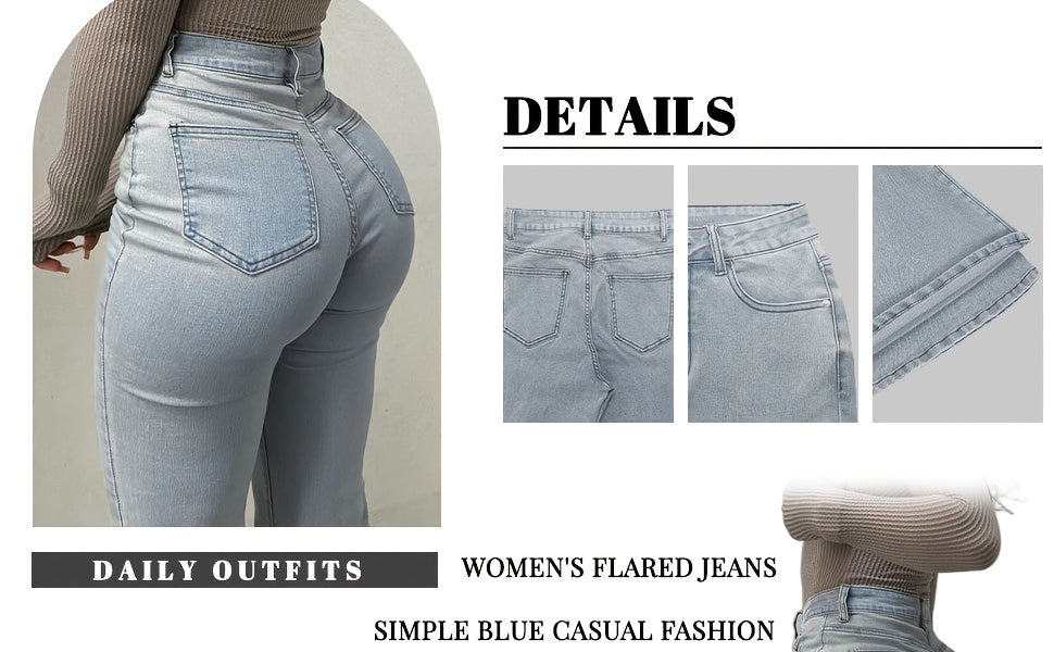 Women's Y2K Straight Leg Denim Pants High Elastic Vintage Street Style Solid Color Long Jeans Versatile Trendy Fashion Bottoms