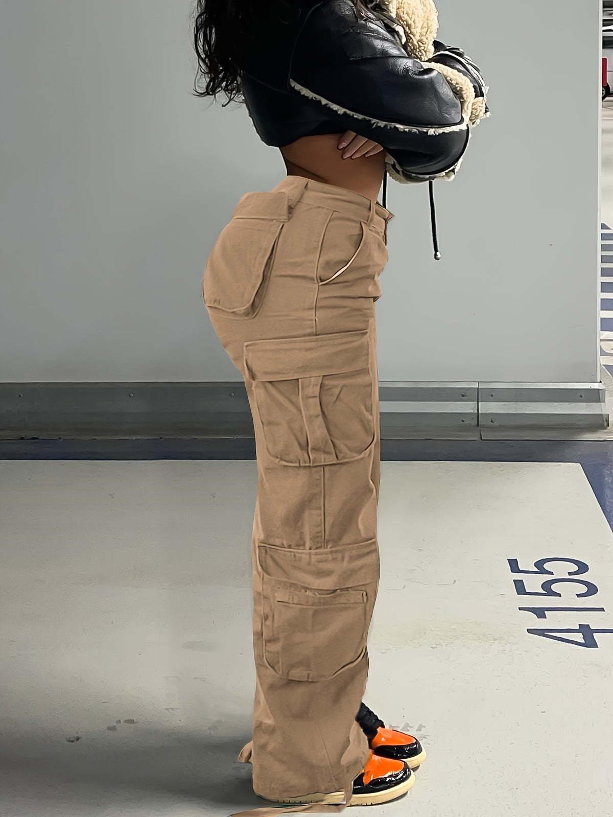 Low Waist Cargo Denim Pants Women Street Hip-Hop Style Multi Pocket Wide Leg Workwear Casual Jeans Apricot Grey Khaki S-XXL
