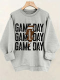 Game Day Football Graphic Crewneck Sweatshirt Women Casual Sports Fan Pullover Top Spring Fall Light Grey S-XXL