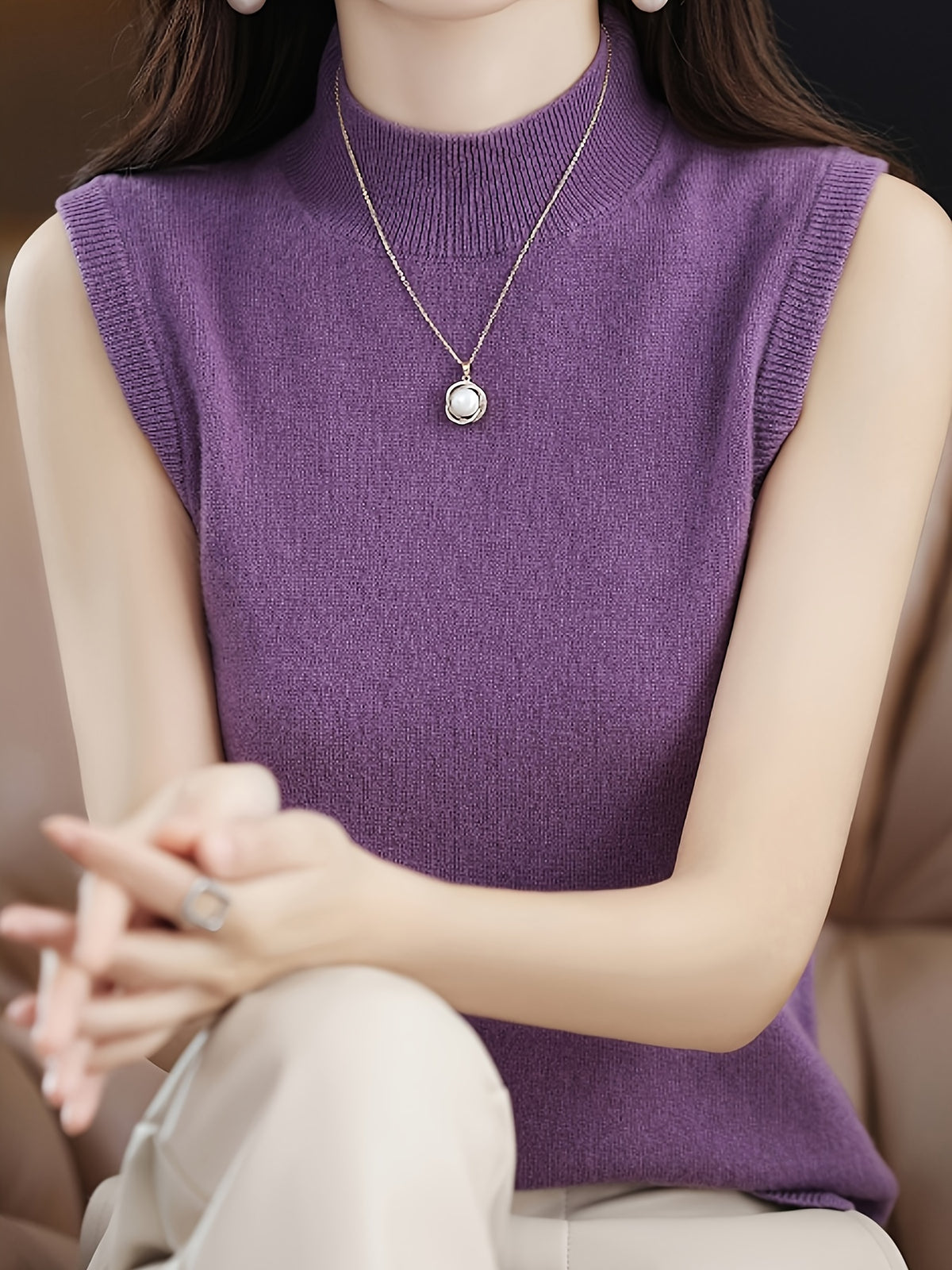 Mock Neck Sleeveless Vest Top Women Slim Fit Solid Color Short Cropped Spring Summer Casual Festive Tank Top for Women