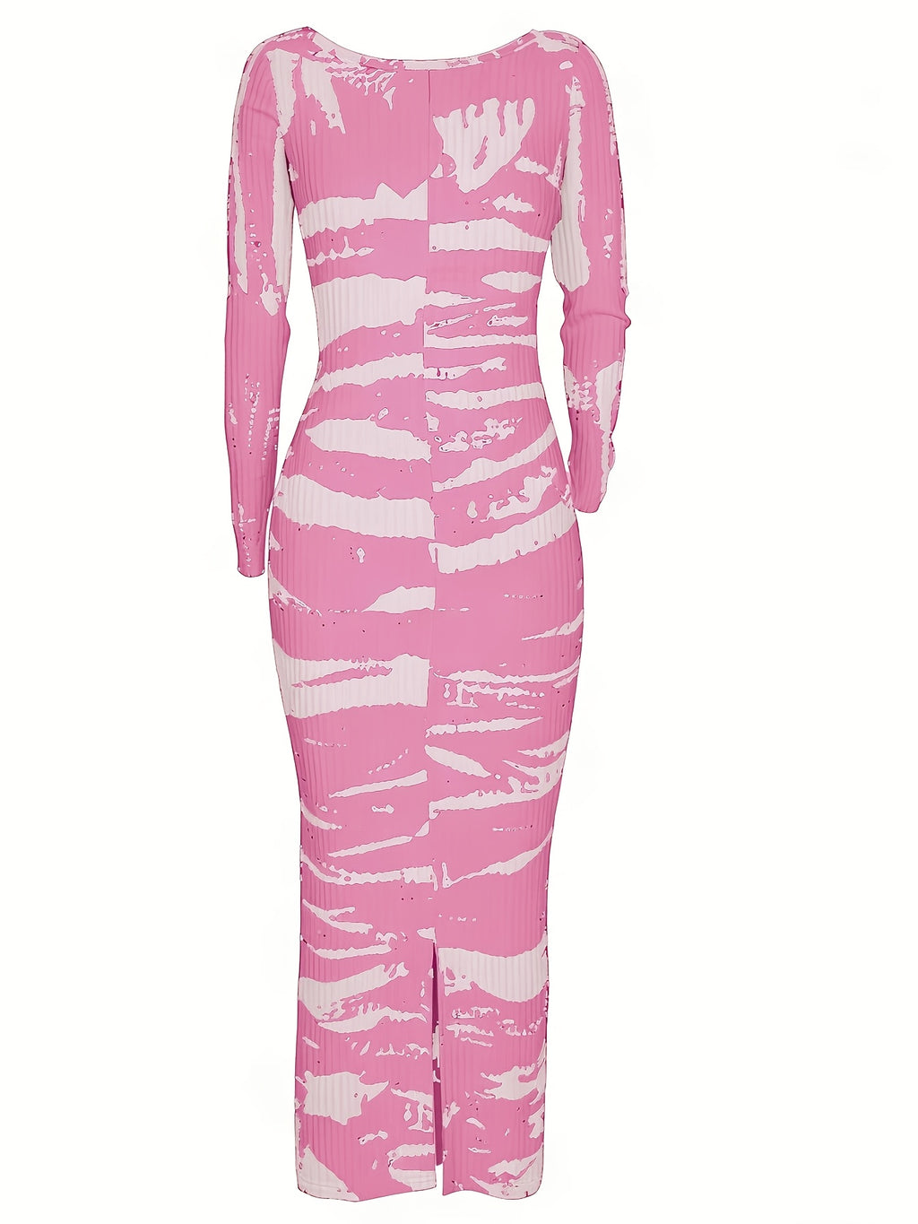 Tie-Dye Bodycon Maxi Dress Women Long Sleeve Ankle Length Contrasting Print Figure-Hugging Sexy Elegant Long Dress