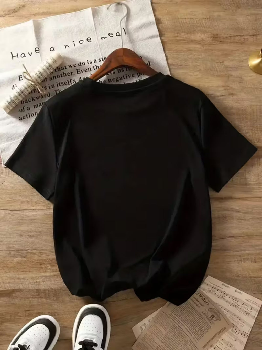 Women's Graphic Letter Print T-Shirt Retro Style Round Neck Short Sleeve Casual Top Black S-XXL | Mira Roam