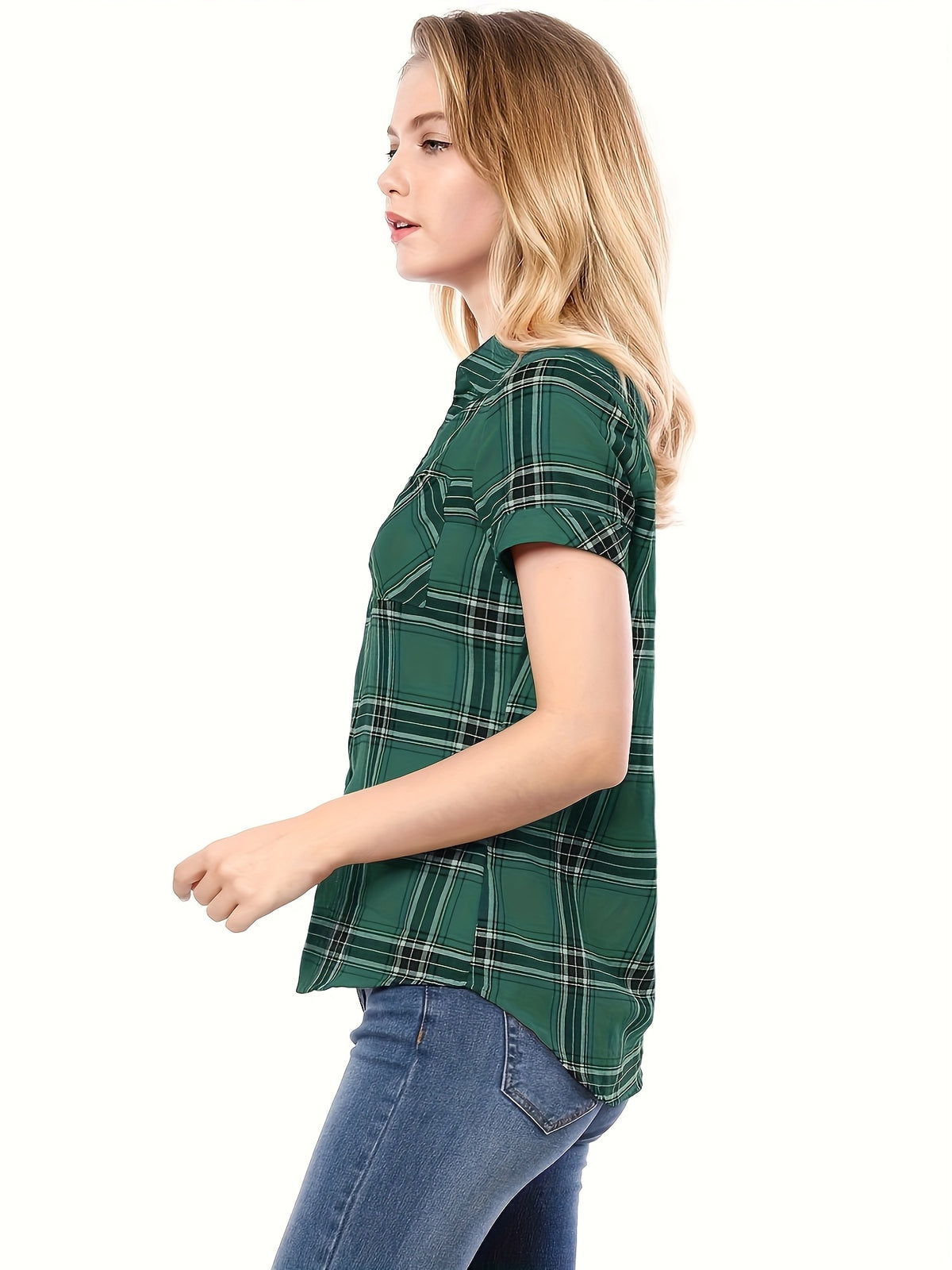 Western Plaid Button Shirt for Women | Classic Flannel Checkered Long Sleeve Top | Casual Country Style Blouse | Machine Washable Women's Plaid Shirt