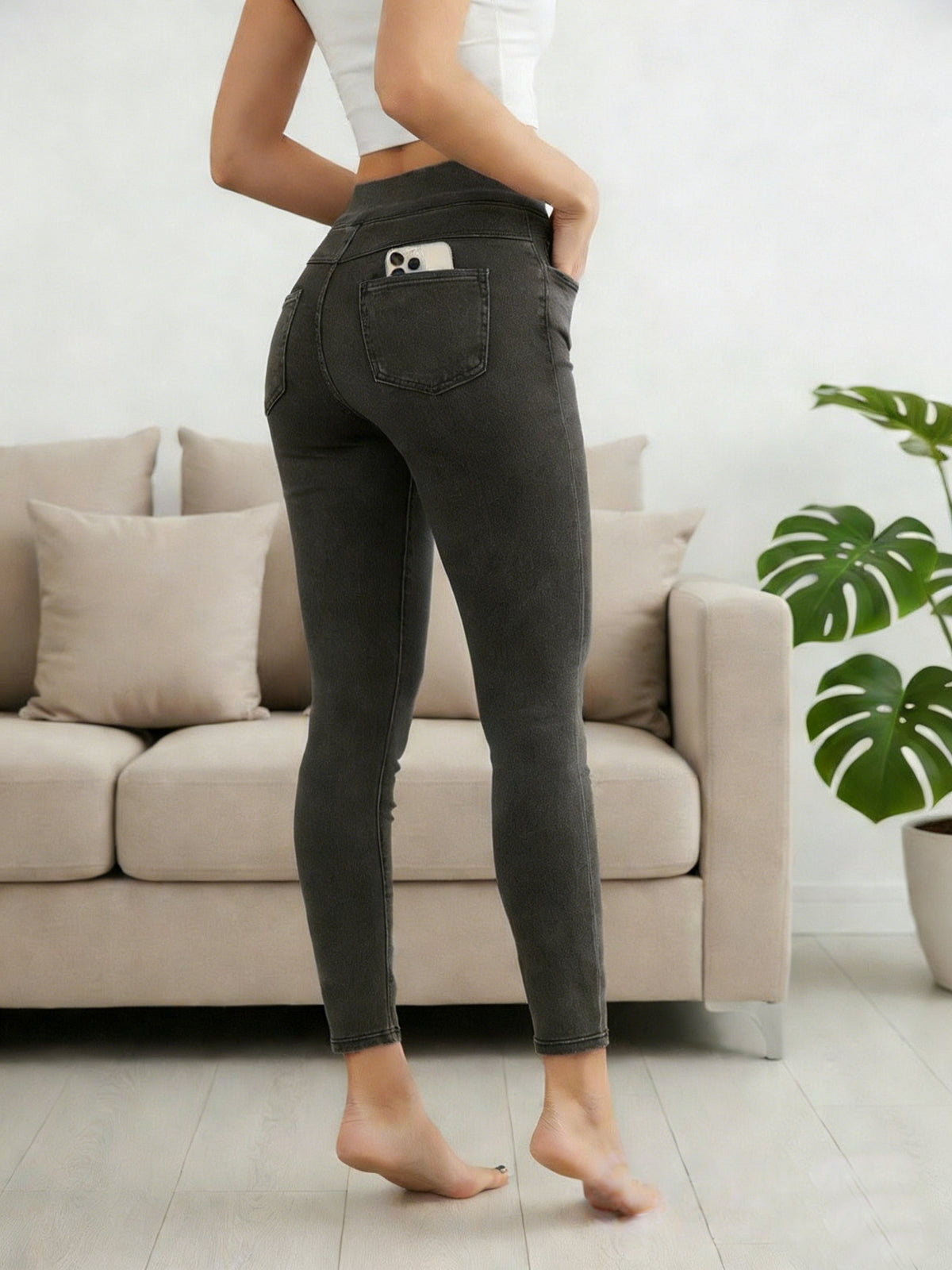 Women's Pull On Skinny Jeans Stretchy High Waist Tummy Control Denim Jegging with Pockets Peacock Blue Light Blue Black S-XL