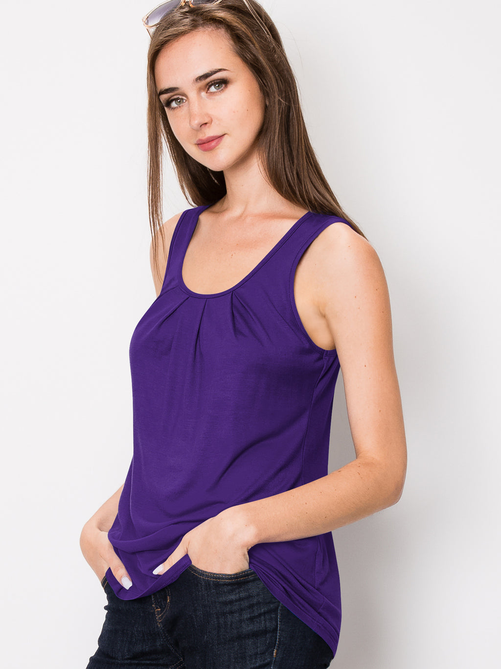 Women's Sleeveless Scoop Neck Tank Top Loose Fit Breathable Casual Layering Shirt 20 Colors Summer Essential
