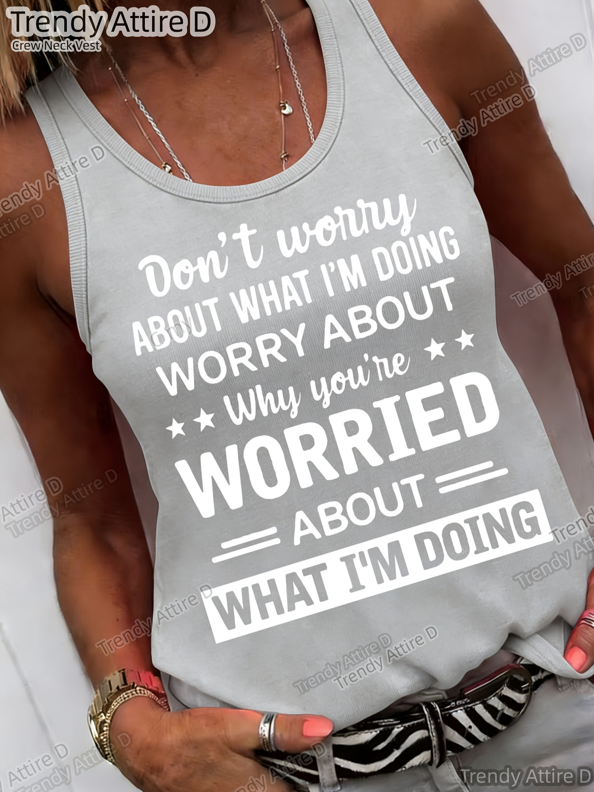 Don't Worry Slogan Tee Women Funny Text Print Crew Neck Short Sleeve Loose Fit T-Shirt Casual All-Season Graphic Top S-XXL