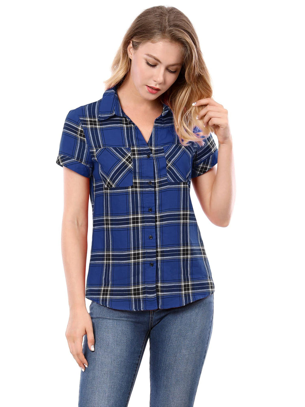 Western Plaid Button Shirt for Women | Classic Flannel Checkered Long Sleeve Top | Casual Country Style Blouse | Machine Washable Women's Plaid Shirt