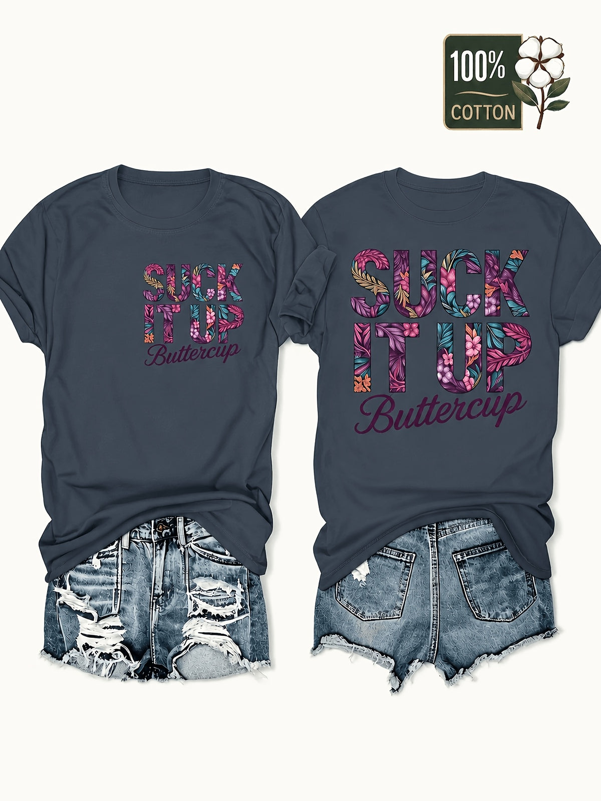 Maternity T-Shirt Women Tropical Flower Alphabet Print Front Back Graphic Tee Street Style Plus Size Pregnancy Top Casual Loose Fit