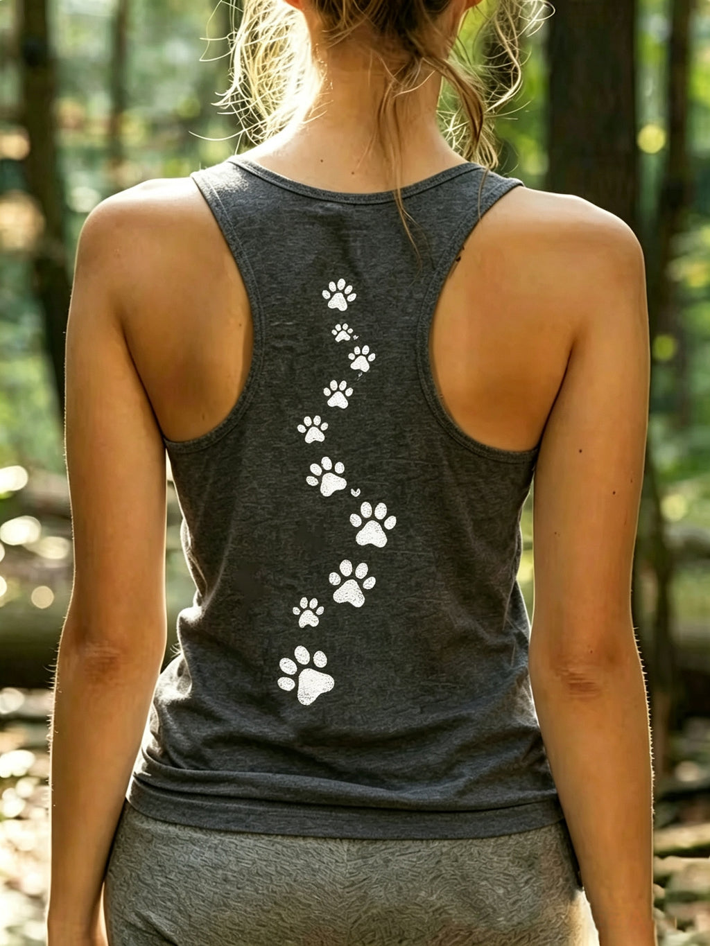 Paw Print Tank Top Women U Neck Heart Print Casual Spring Summer Sleeveless Top S-XXL