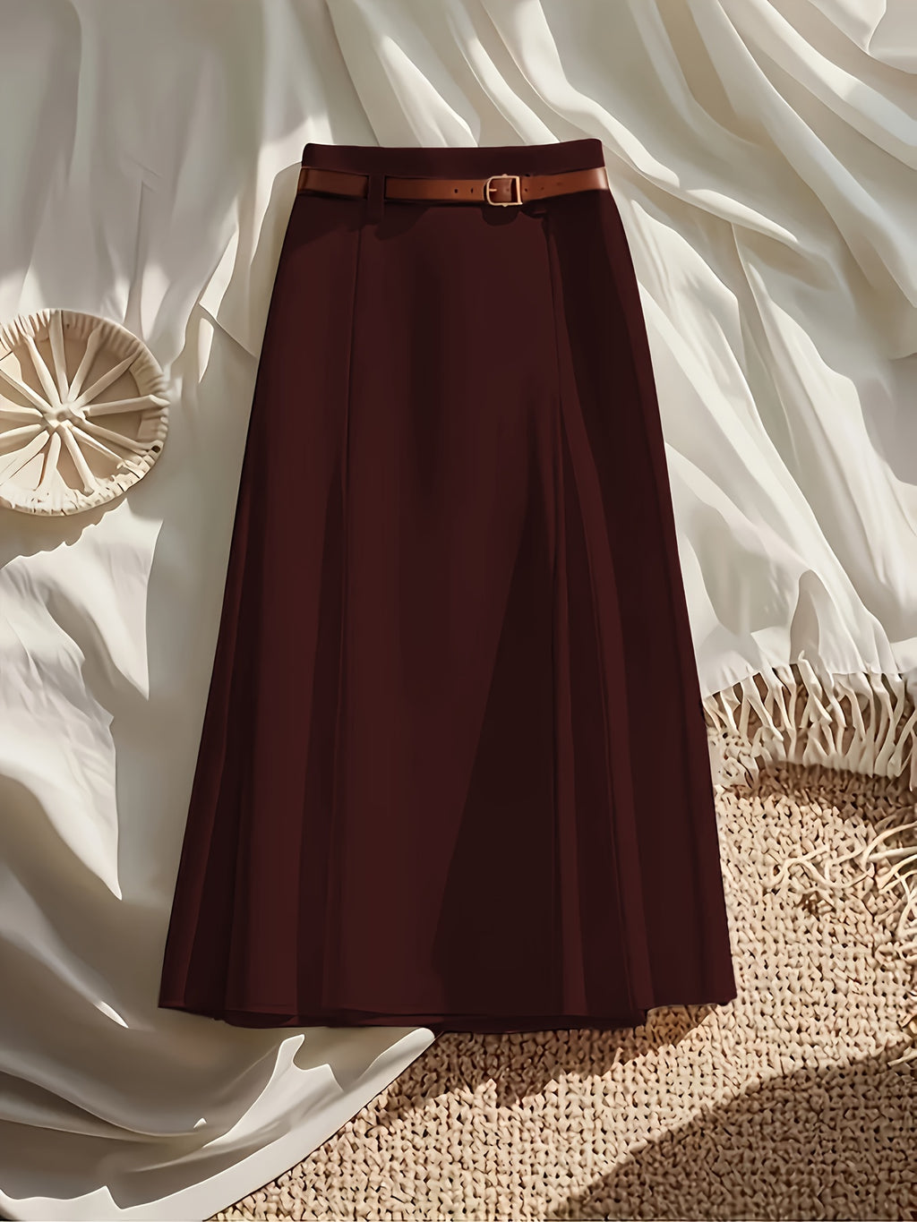 Elegant A-Line Skirt Women Solid Color Slim Fit High Waist Machine Washable All Season Office Casual S-XXL