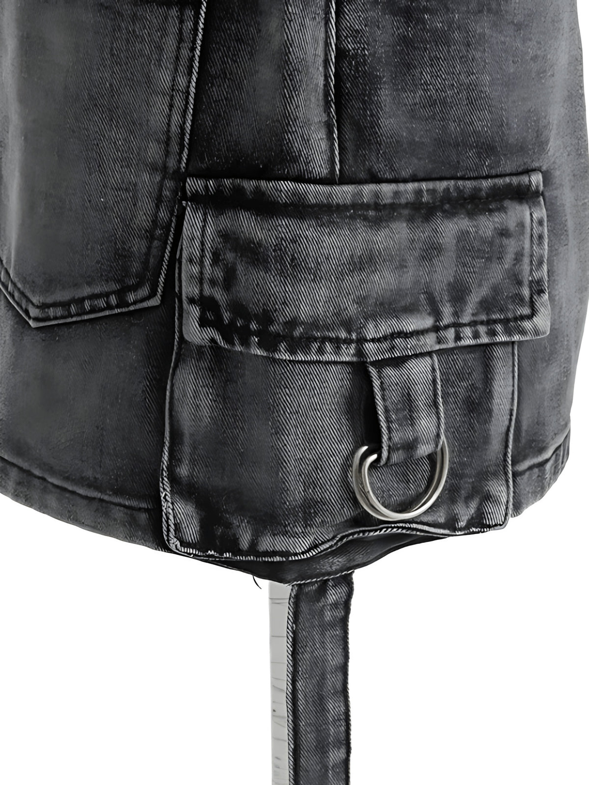 Y2K Black Denim Mini Skirt Women High Waist Goth Harajuku Stretch Multi-Pocket Streetwear Biker Aesthetic Spring Summer Fall