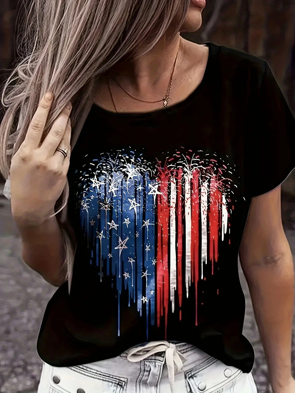 Crew Neck Letter Print Tee Women Chic Casual Short Sleeve Layering T-Shirt Soft Comfortable Everyday Top Neutral Colors