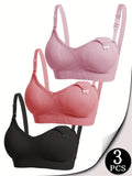 Breastfeeding Bra 3 Pack Postpartum Nursing Open-Button Multi-Color Maternity Underwear with Removable Chest Pads Medium Support