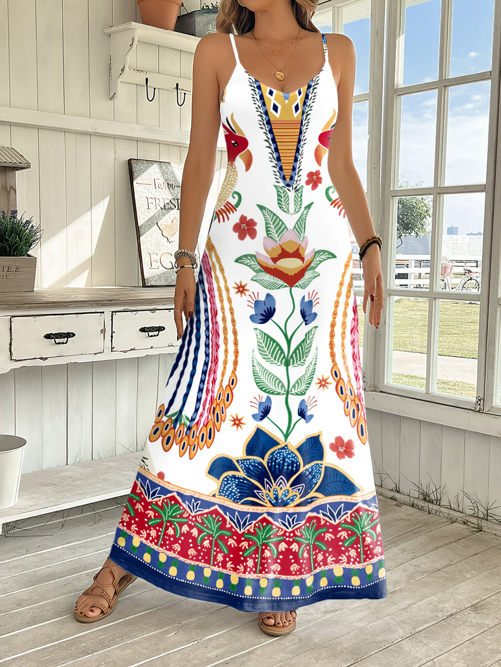 Animal Print Suspender Maxi Dress Women V-Neck Loose Trapeze Long Dress Stretch Boho Spring Summer Spaghetti Strap Dress S-XXL