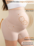 Maternity High Waist Belly Support Shorts for Women - High-Stretch Ribbed Knit, Breathable Elastane, Tummy Control, Full Pregnancy Comfort, Sizes M-XXL