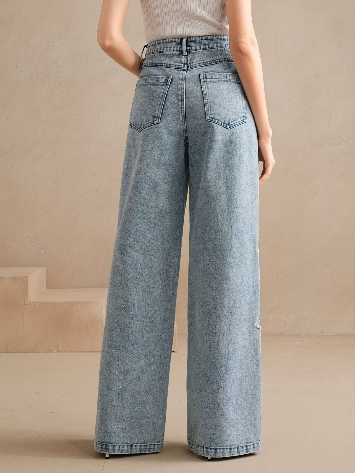 Floral Embroidered Denim Trousers for Women - Elegant Botanical Embroidery Jeans, Stylish Casual Denim Pants for Everyday & Special Occasion Outfits