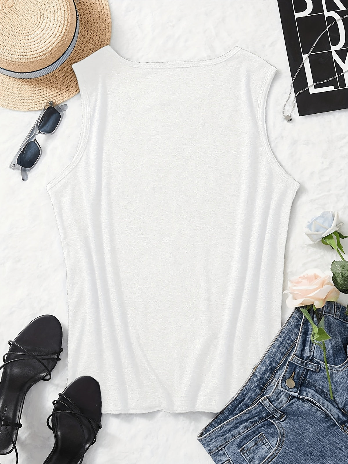 Texas Outline Print Sleeveless Tank Top for Women - Loose Casual Breathable Round Neck T-Shirt Vest, Lightweight Machine Washable Summer Top for Outdoor & Everyday Wear