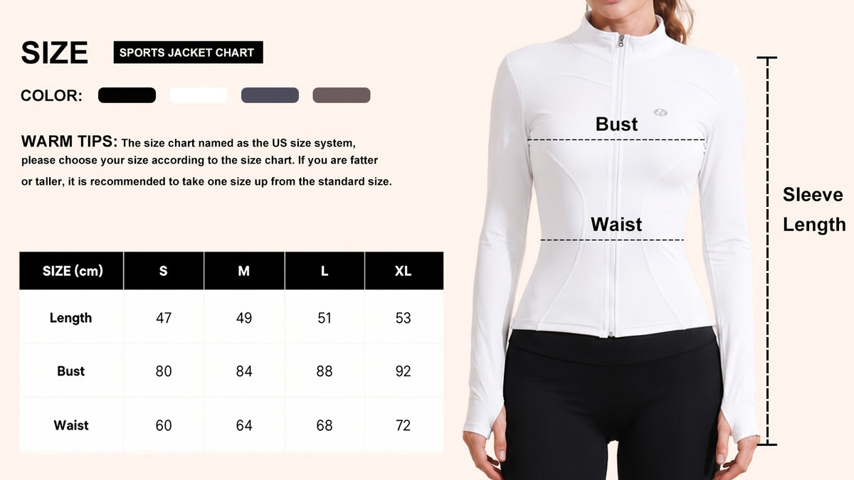 Women Zip Up Workout Jacket Thumb Holes Lightweight Moisture Wicking Slim Fit Sportswear Black Camel S-XL