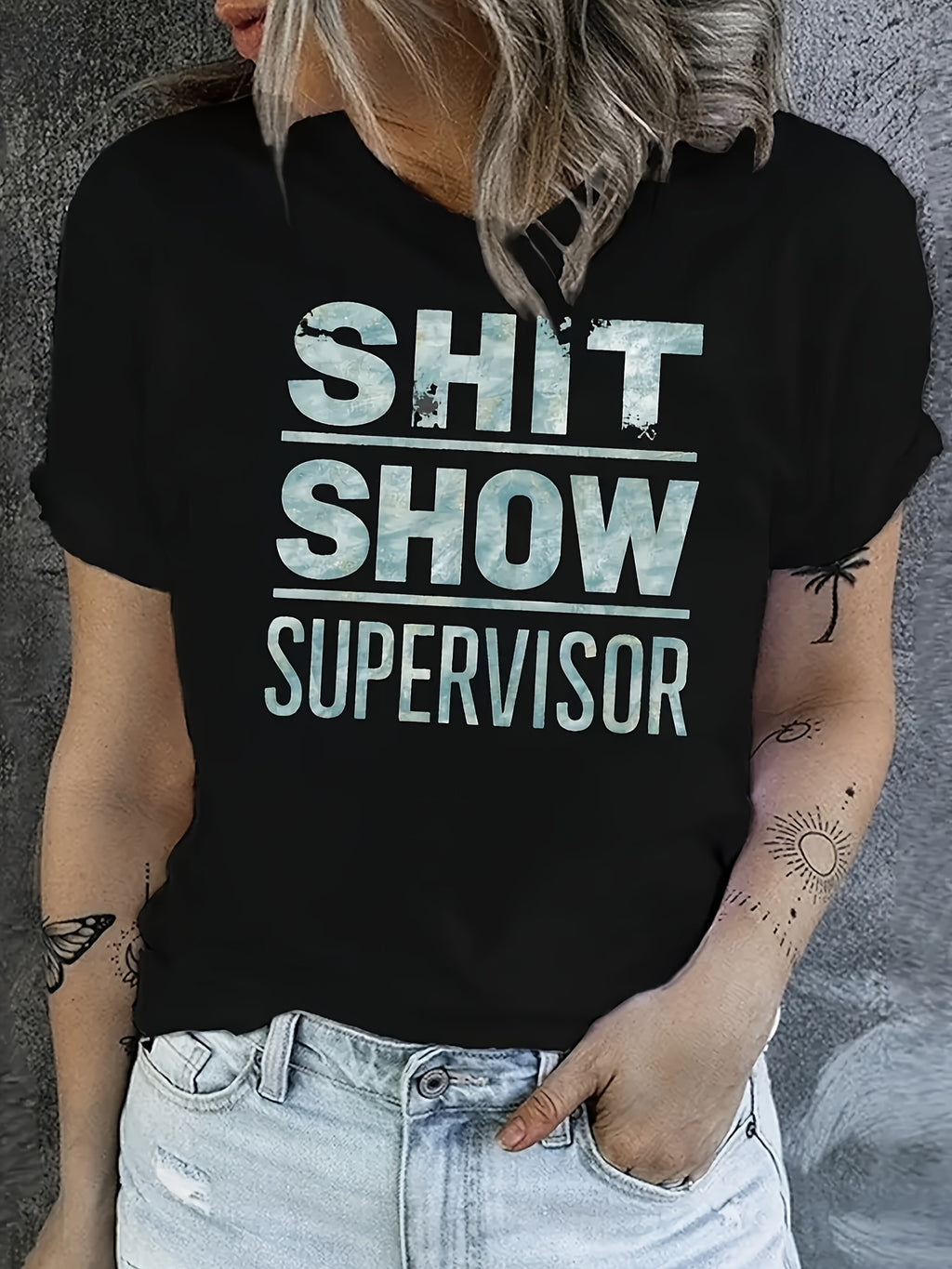 Chic Alphabet Letter Print T-Shirt Women Crew Neck Short Sleeve 180gsm Smooth Knit Mid Stretch Casual Everyday Fashion Graphic Tee Polyester Top S-XXL