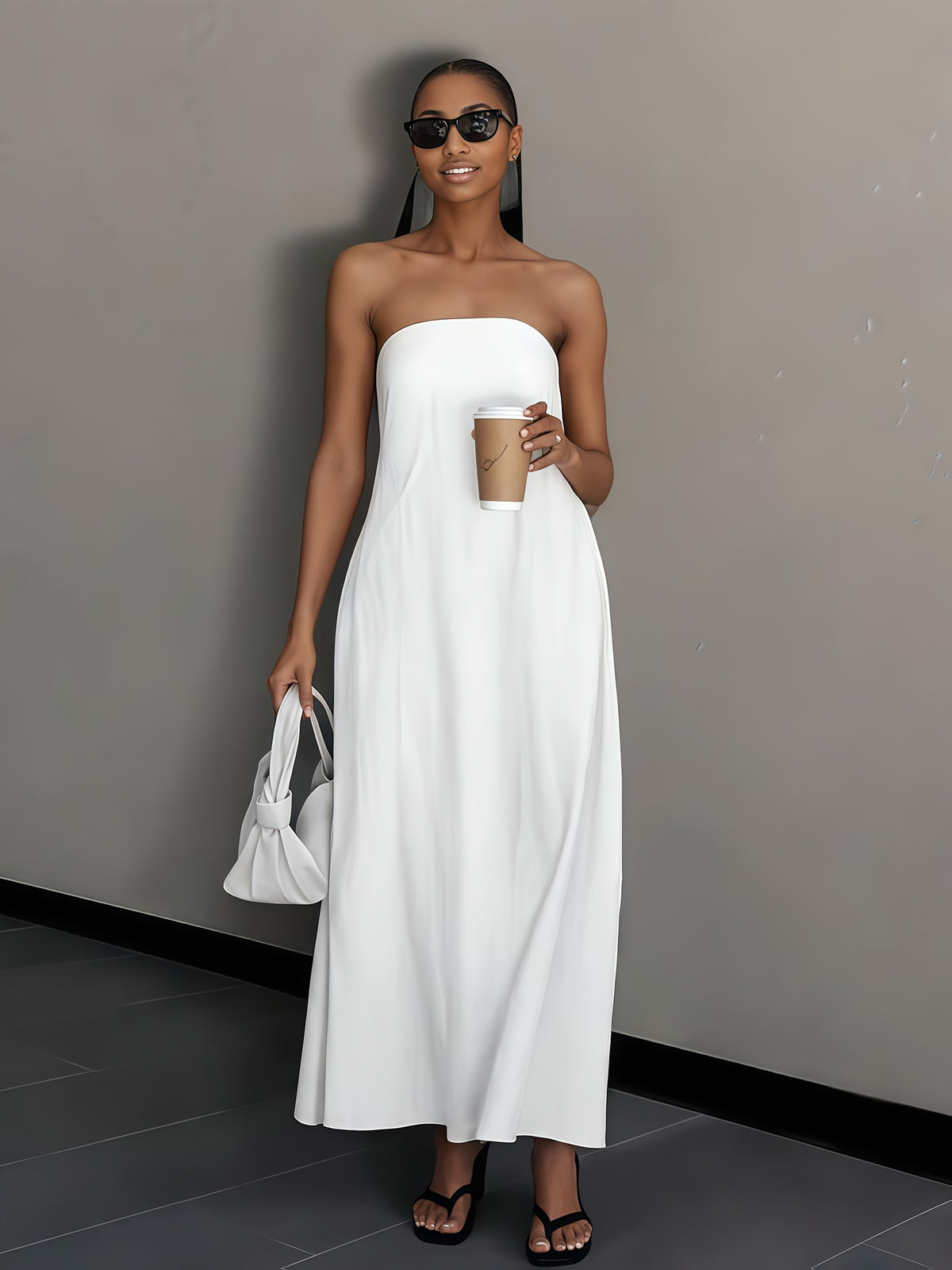 Women's Linen Beach Sundress Backless Sleeveless Wrap High Waist A-Line Flowy Casual Summer Vacation Dress