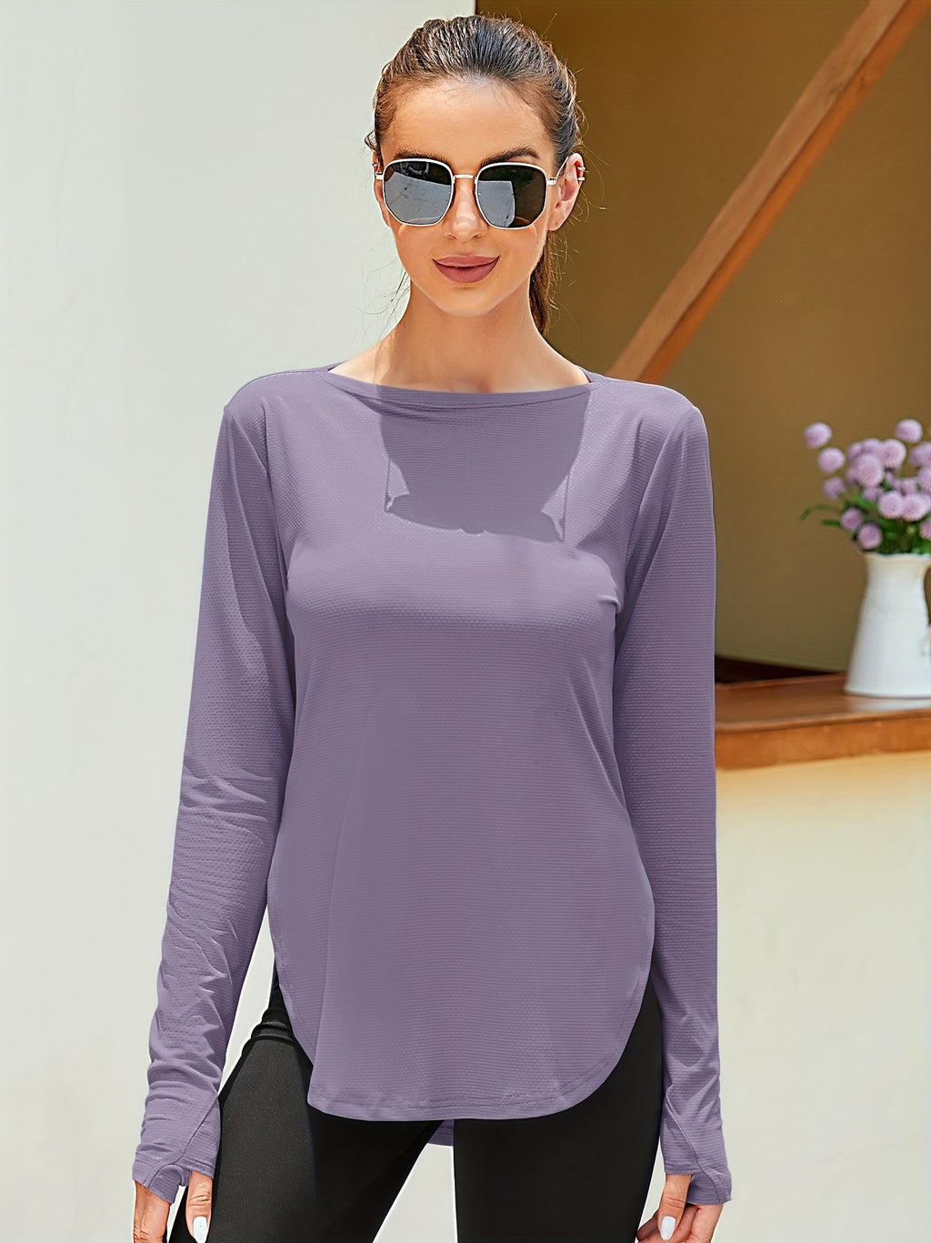 UPF 50+ Long Sleeve Shirt Women Lightweight Sun Protection Workout Athletic Outdoor Running Top Quick Dry S M L XL XXL