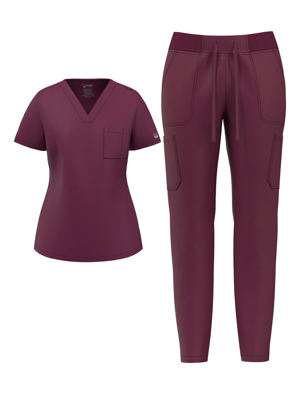 Women's Elastic Scrub Pants Set V-Neck Short Sleeve Breathable Workwear Uniform Solid Color with Pocket | Mira Roam
