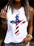 Star Stripe Print Sleeveless Vest Top Women Crewneck Patriotic American Flag Print Casual Summer Tank Top for Women