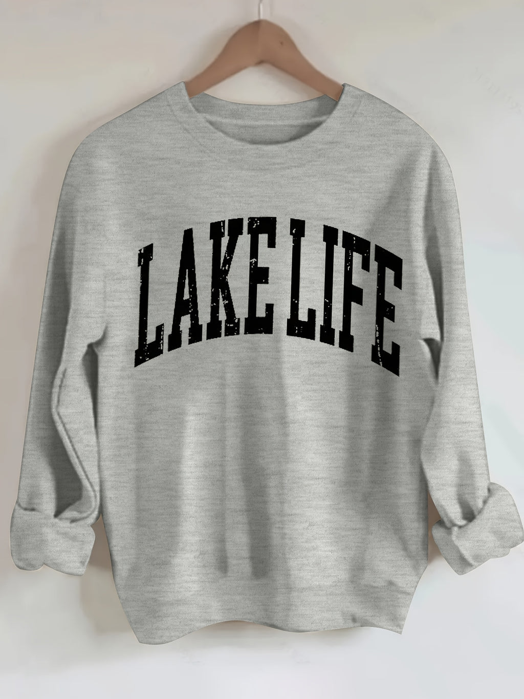 Love Life Letter Print Sweatshirt Women Round Neck Long Sleeve Casual Loose Pullover White Top Spring Fall