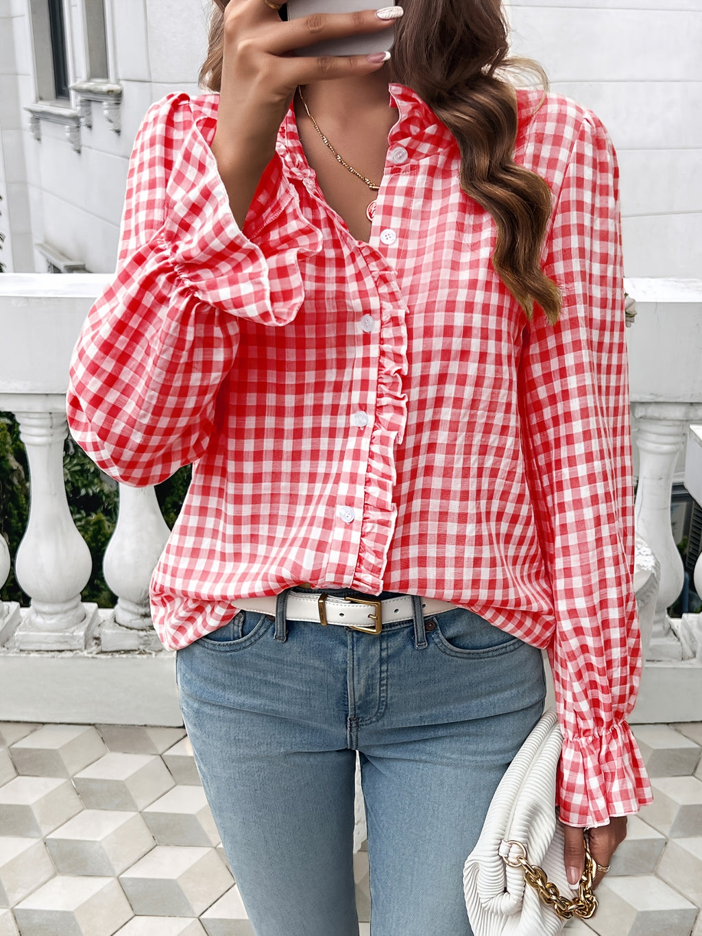 Women's Professional Business Blouse French Contrast Button-Down Shirt Fall Winter Office Top