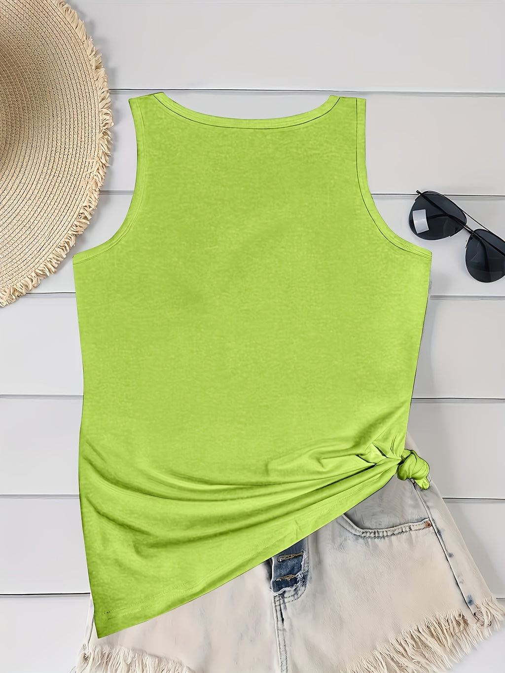 American Flag Cowboy Boots Hat Print Tank Top Women 4th of July Summer Patriotic Tee