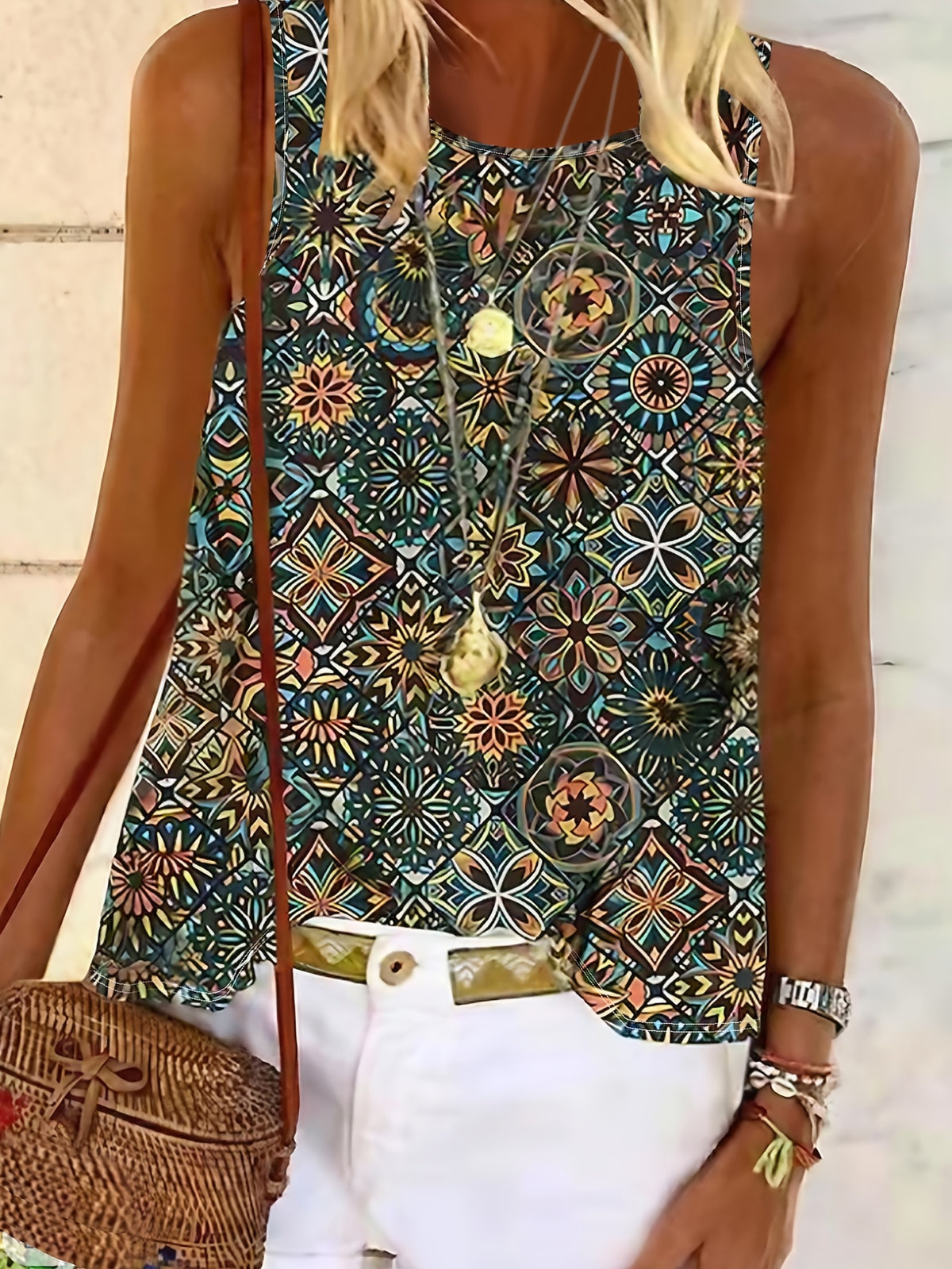 Vintage Floral Print Boho Vest Top Women Sleeveless Casual Vacation Cami Blouse Lightweight Summer Tank Top Mixed Colors S-XXL