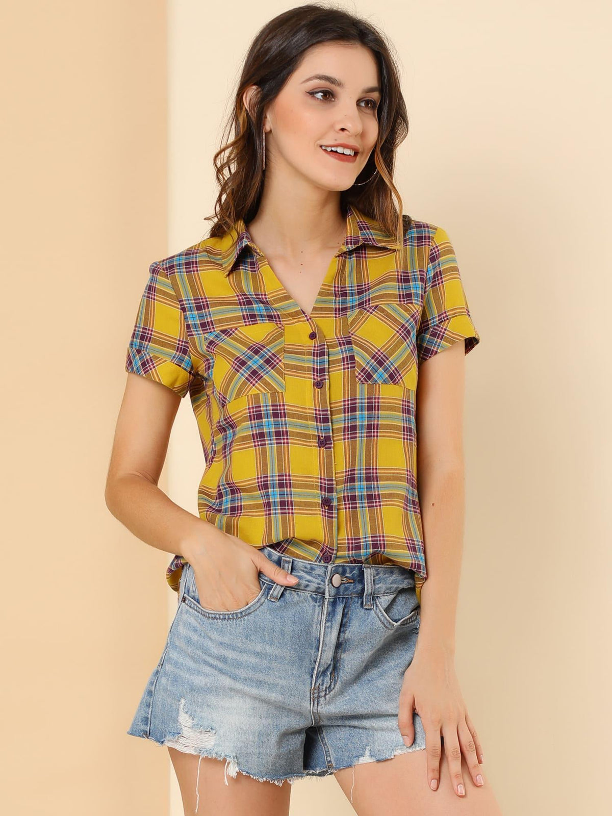 Western Plaid Button Shirt for Women | Classic Flannel Checkered Long Sleeve Top | Casual Country Style Blouse | Machine Washable Women's Plaid Shirt