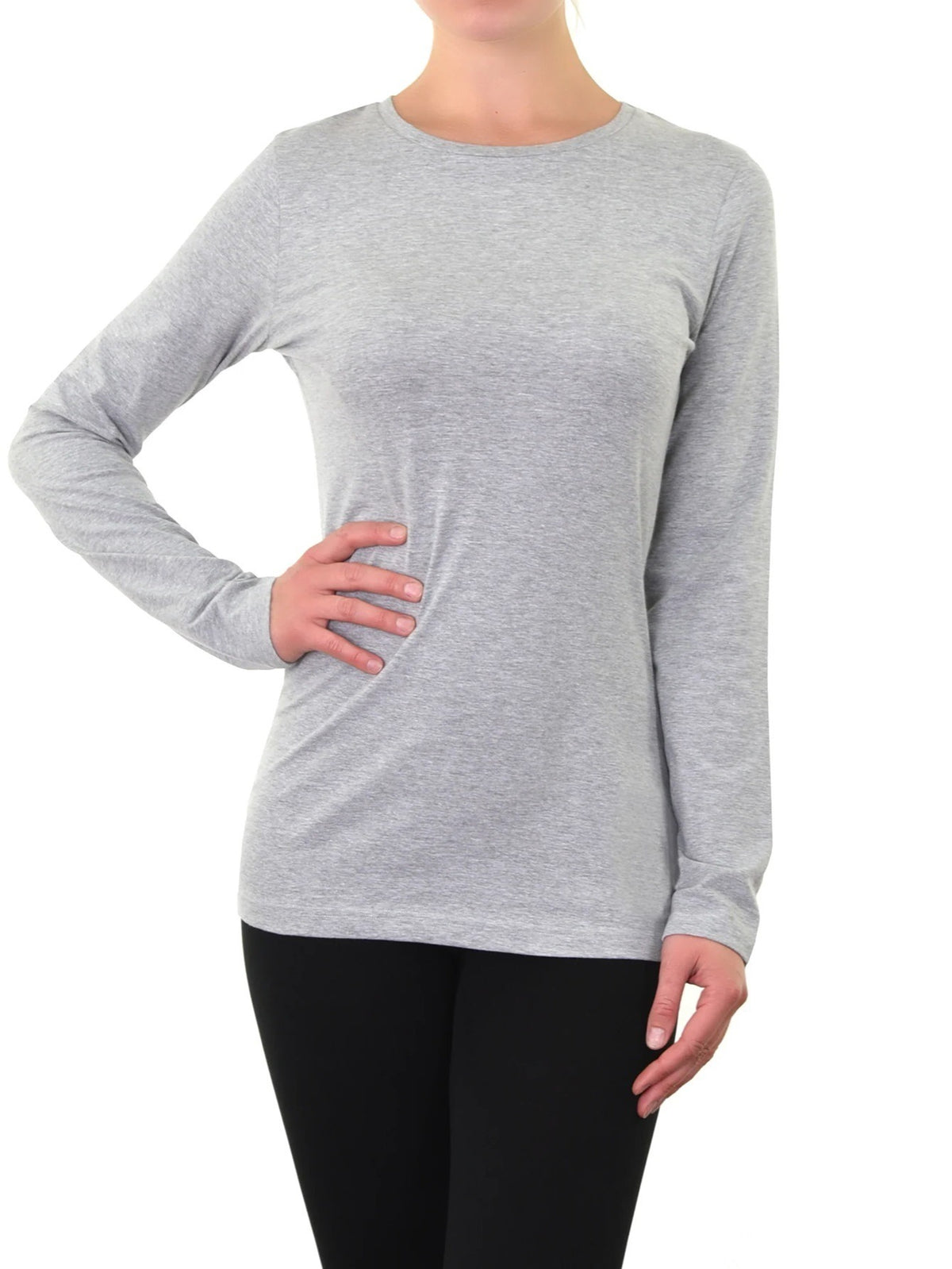 Women's Classic Fit Long Sleeve Crew Neck T-Shirt 95% Cotton Soft Everyday Basic Layering Tee Multi Color