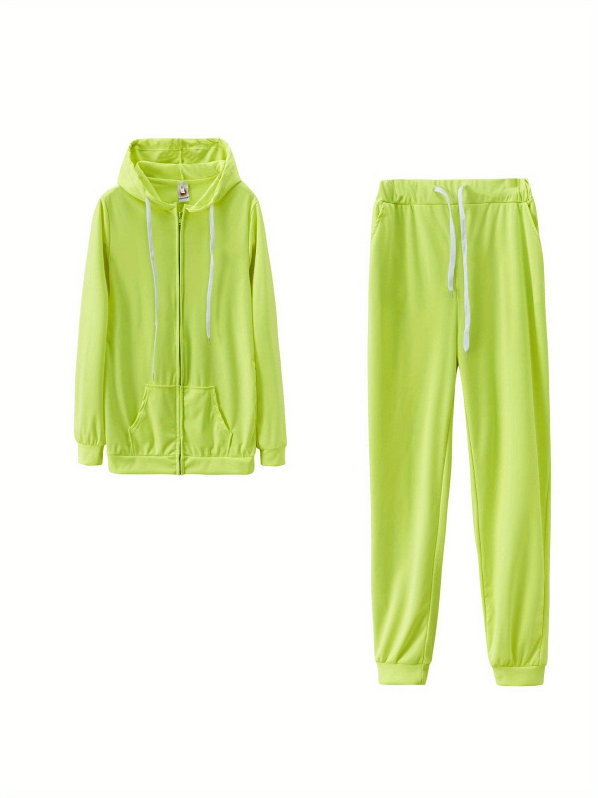 Women's Zip-Up Hoodie Jogger Set 2 Piece Tracksuit Sweatsuit Casual Solid Color Sweatpants Outfit S-XXL